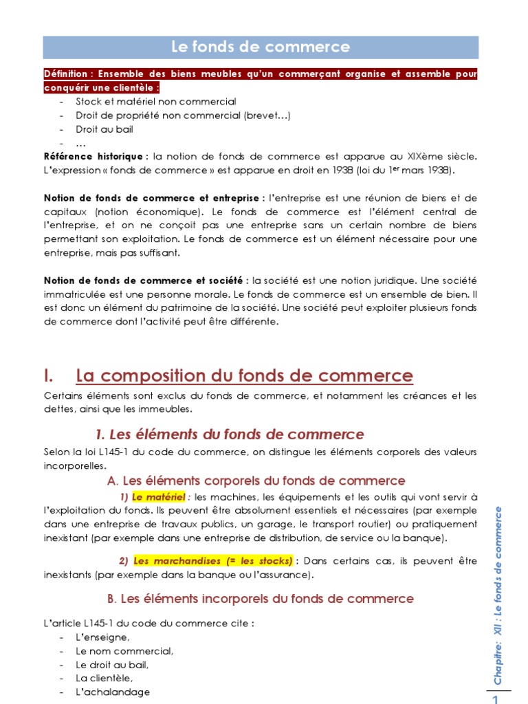 Possede Des Fonds De Commerce Mots Croises 12_Le_fonds_de_commerce | Commerce | Business