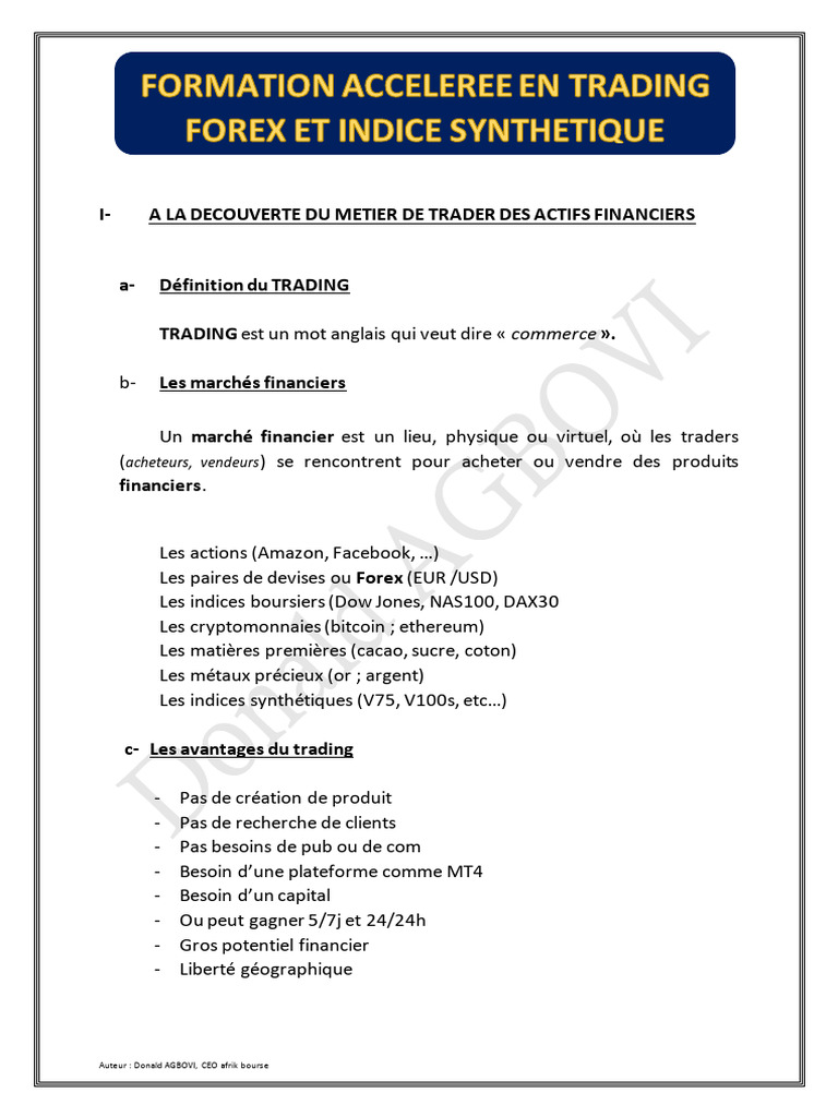 Formation Gratuite en Trading Forex | PDF | Forex | Finance et gestion  monétaire