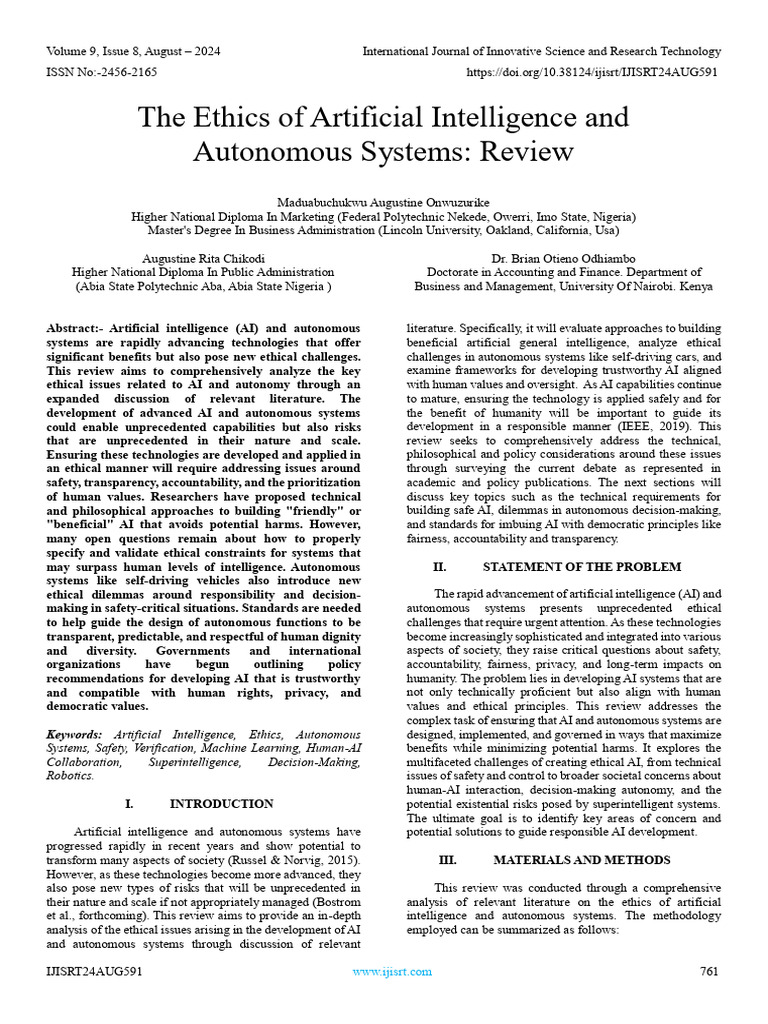 Ethics of AI and Autonomous Systems Review | PDF | Artificial ...