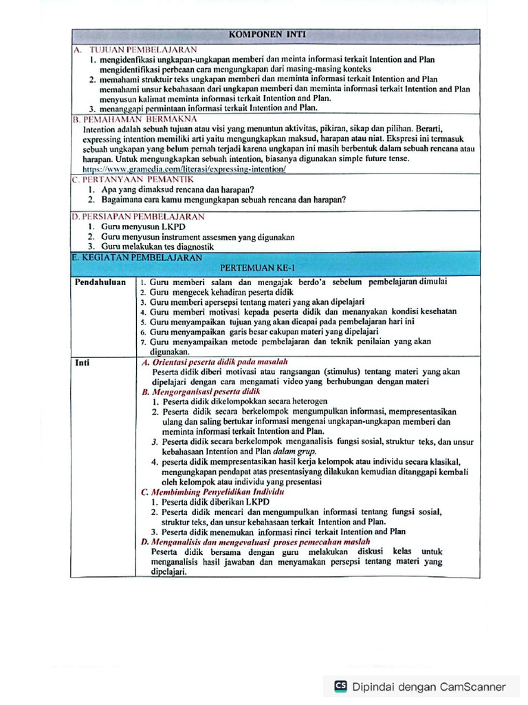 Modul Intention Plan Pdf