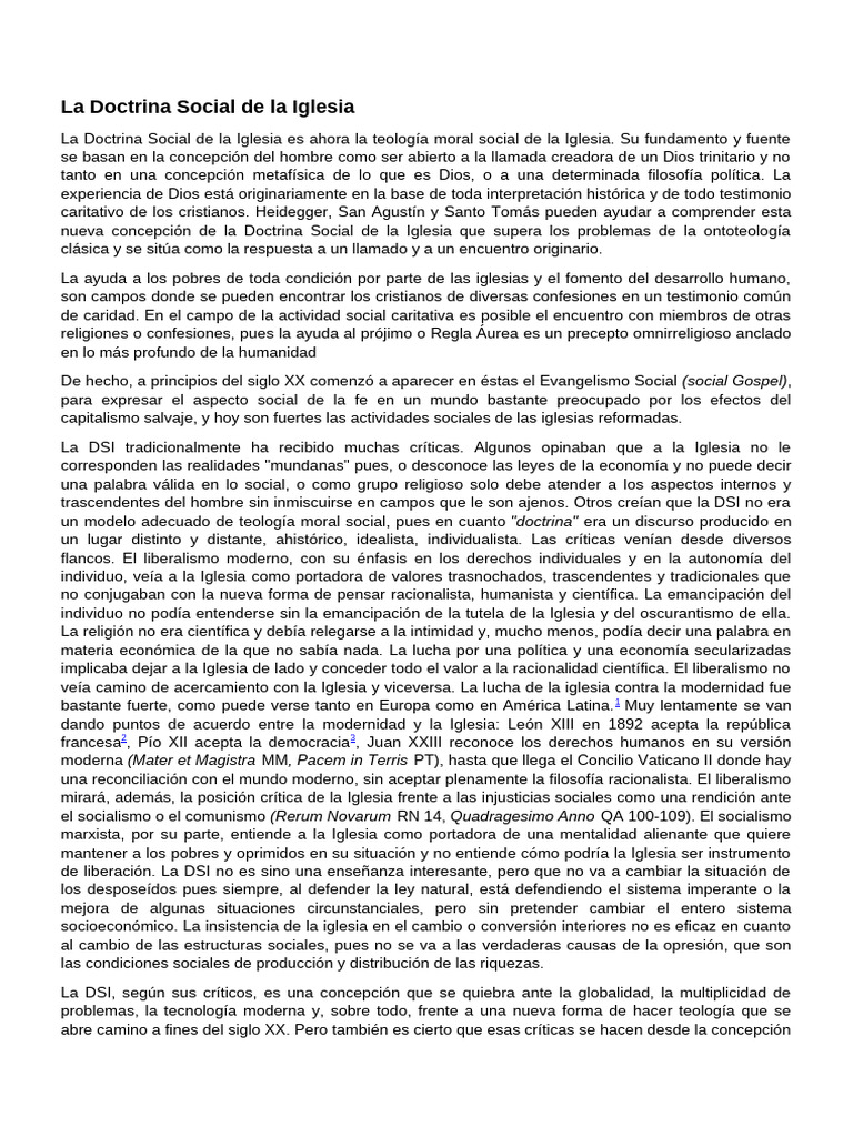 La Doctrina Social de La IglesiA | PDF | Derechos humanos | Iglesia ...