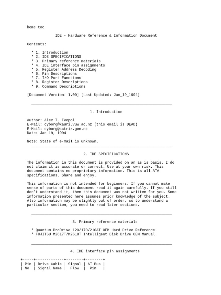 Ivopol a ide hardware reference information document 1994 pdf