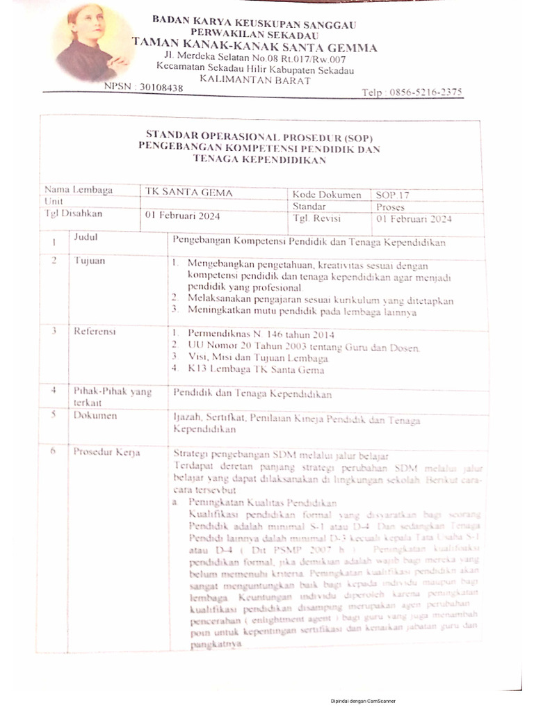 SOP Pendidik Dan Tenaga Kependidikan | PDF
