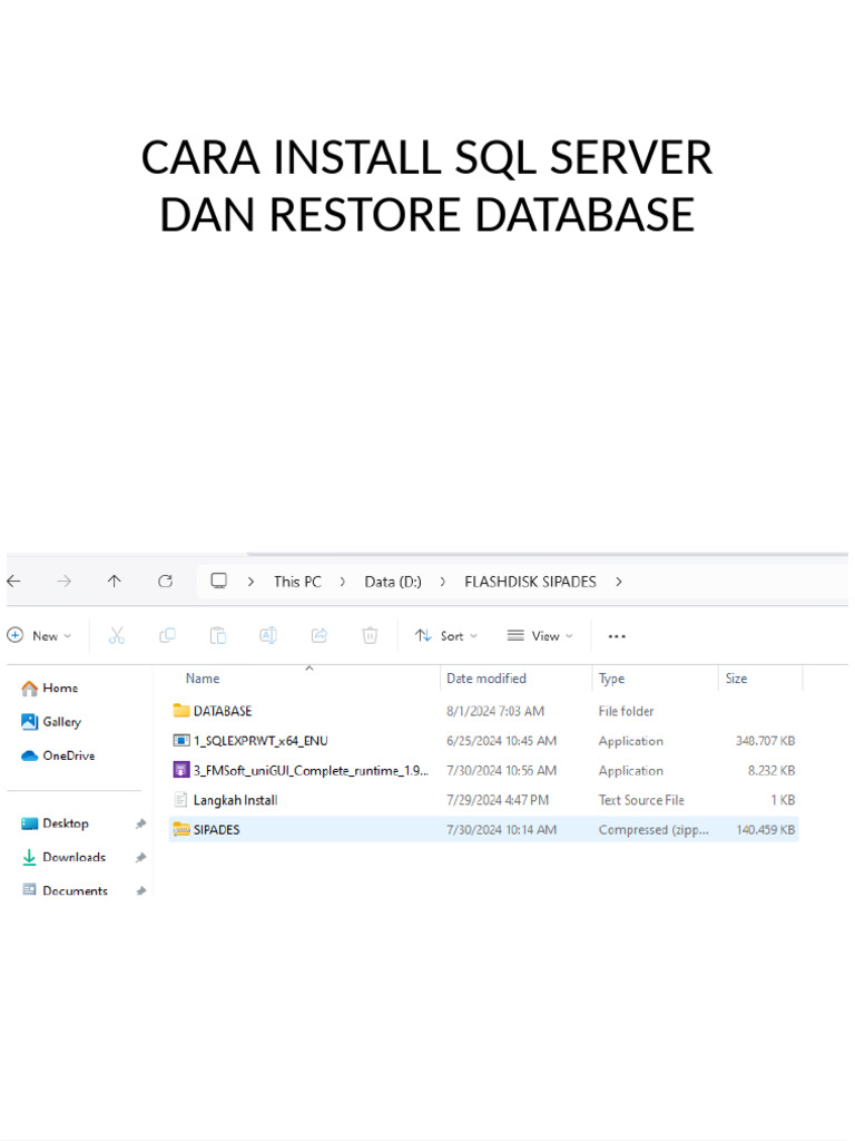 Cara Install SQL Server Dan Restore Database | PDF