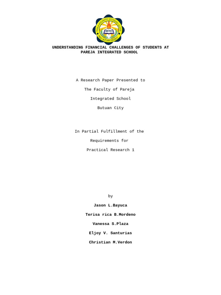 Understanding Financial Challenges of Students at | PDF
