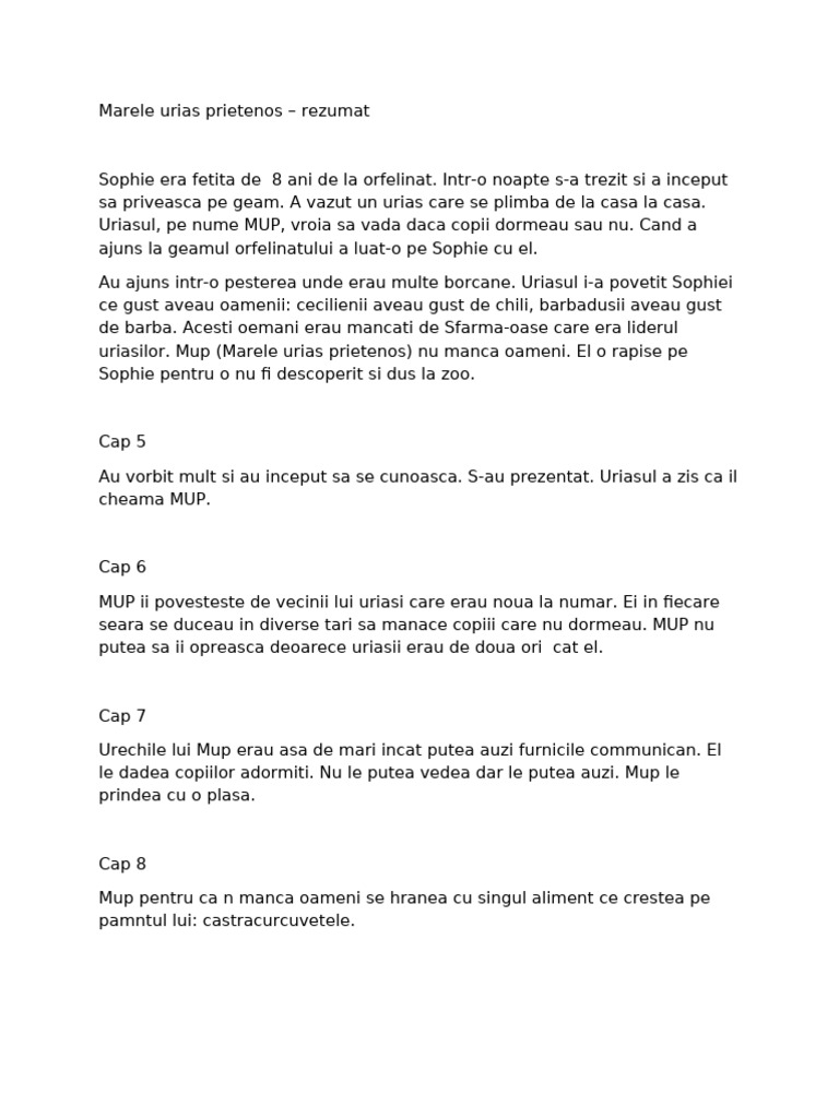 Marele Uria S Prietenos - Rezumat | PDF