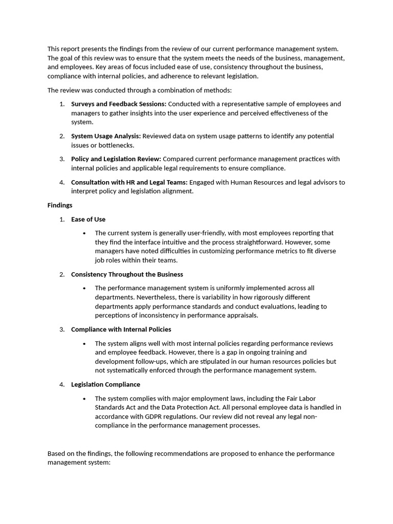 Workplace Performance Management Documentation and Legislation Report | PDF