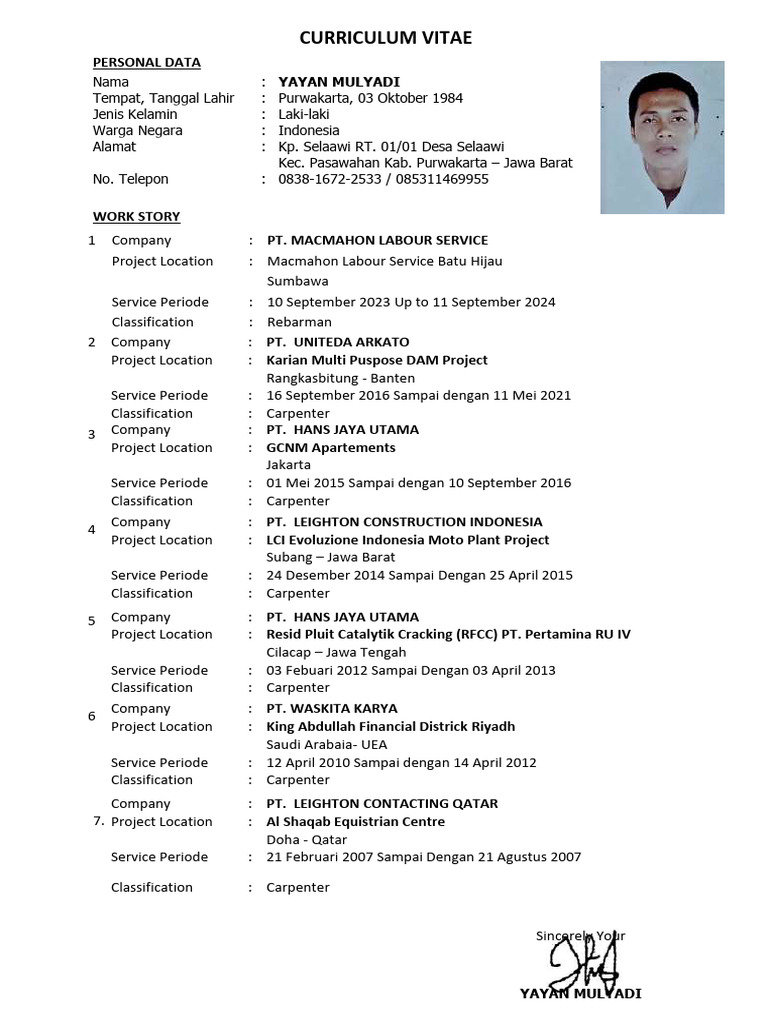 CV Yayan Baru | PDF