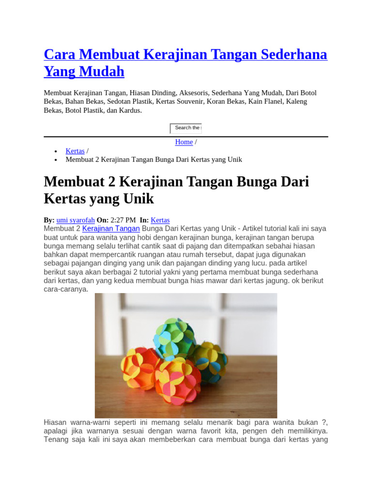 Cara Membuat Kerajinan Tangan Sederhana Yang Mudah | PDF