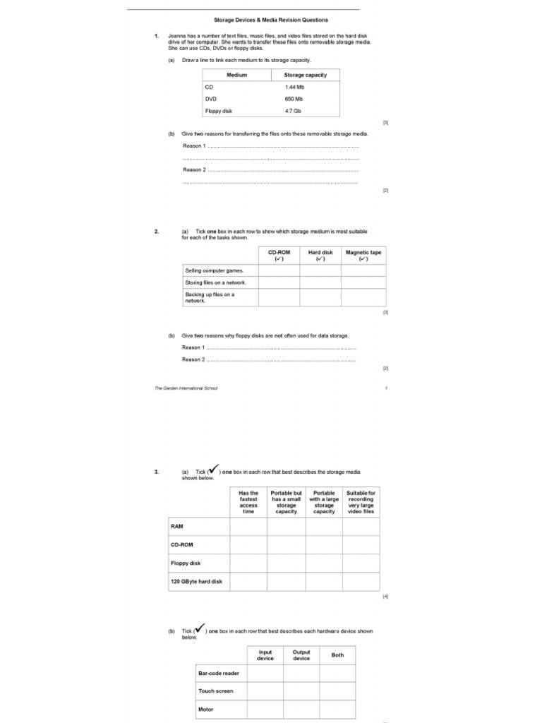 StorageRevisionQuestions 00001 | PDF