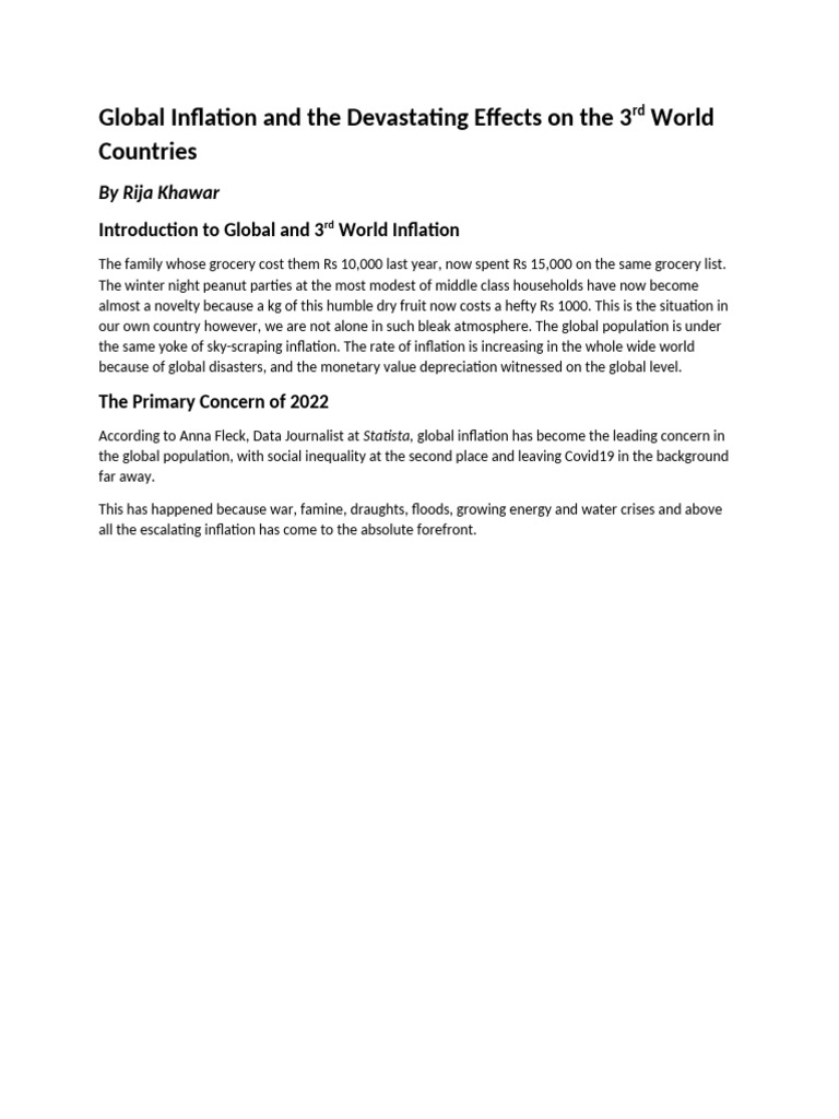 Global Inflation and The Devastating Effects On The Third World ...