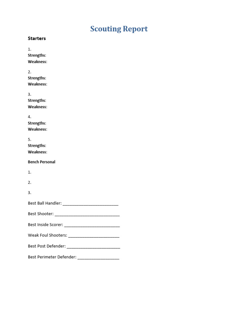 Scouting Report Template | PDF