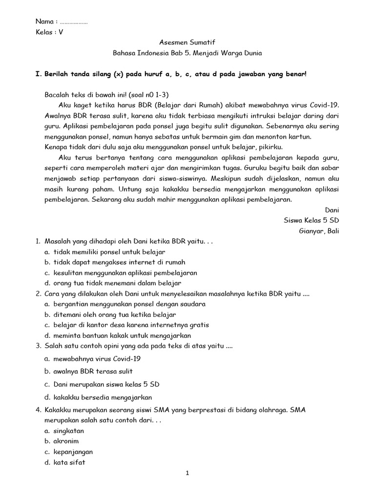 Kumpulan Soal Bahasa Indonesia Sem 2 Pdf