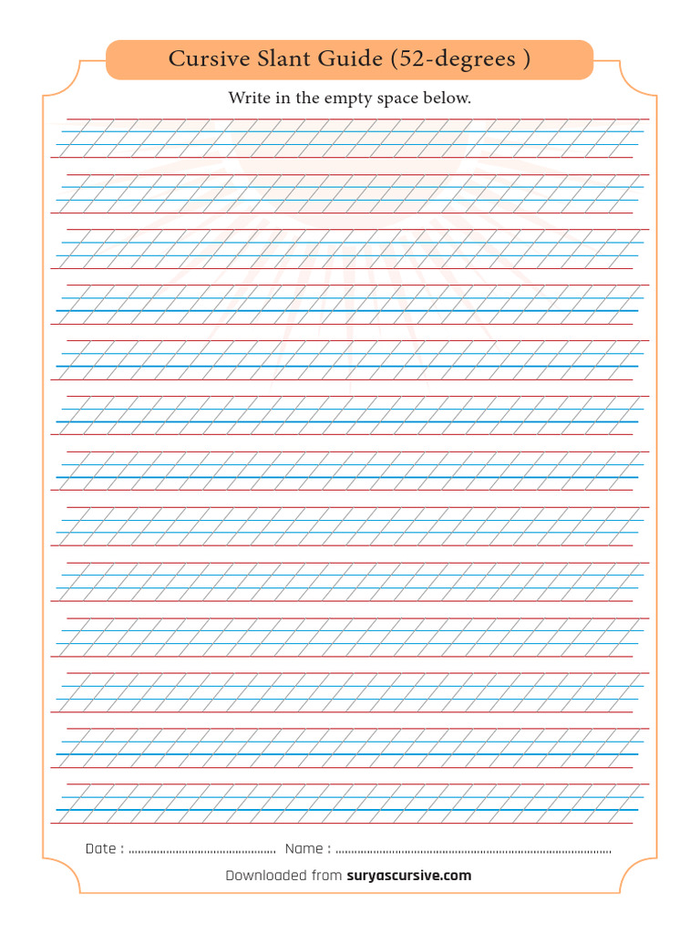 Cursive Slant Guide 52 Degrees | PDF