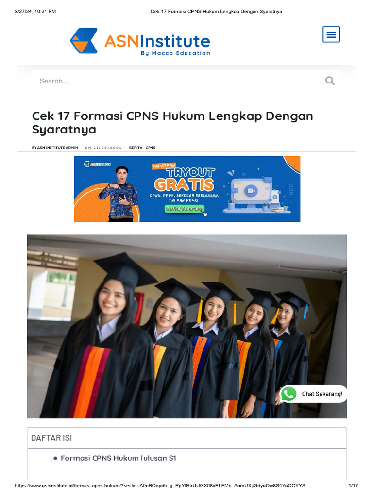 Cek 17 Formasi Cpns Hukum Lengkap Dengan Syaratnya Pdf