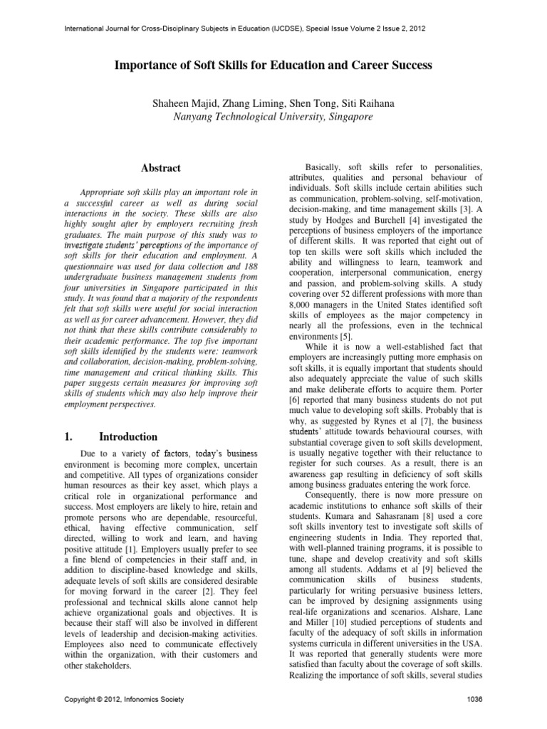 Importance of Soft Skills For Education | PDF
