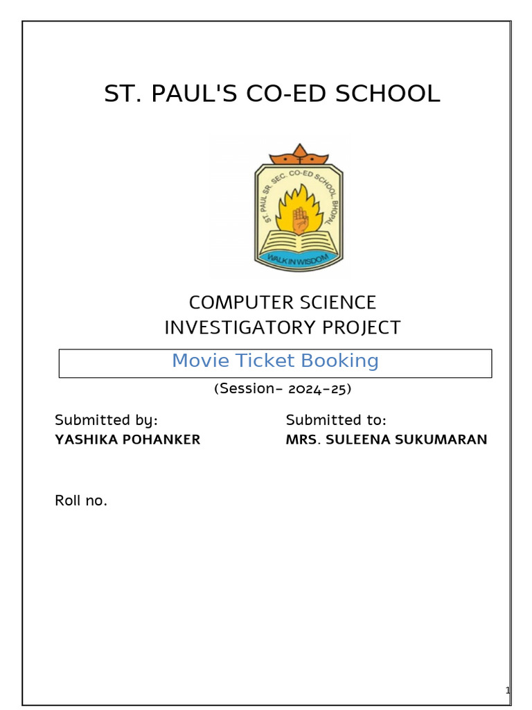 Movie ticket booking class 12 cs project pdf