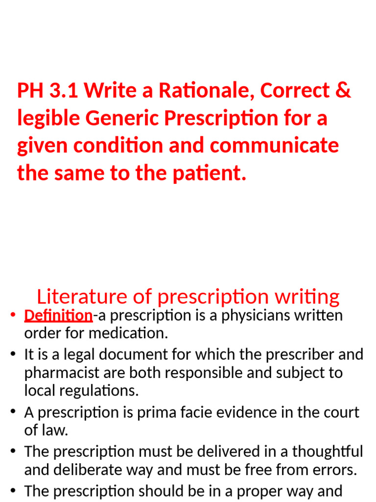 Prescription Writing MBBS 20 Q & A | PDF