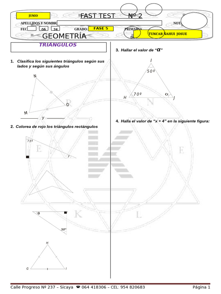 FAST TEST - FASE 4 - Triangulos | PDF