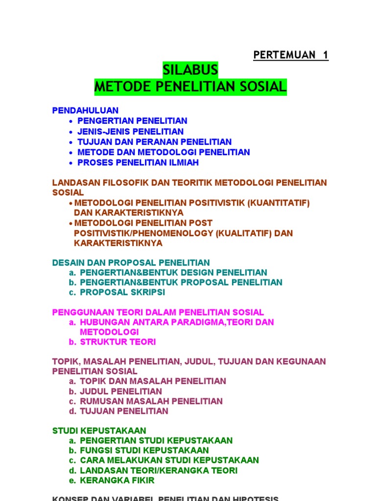 Metode Penelitian Sosial