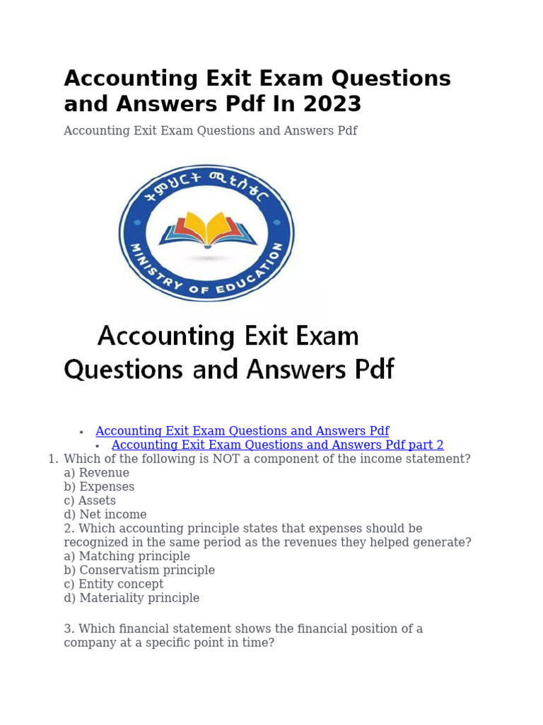 ACCOUNTING EXIT EXAM QUESTIONS AND ANSWERS PDF 2022 PDF DOWNLOAD visual data 2