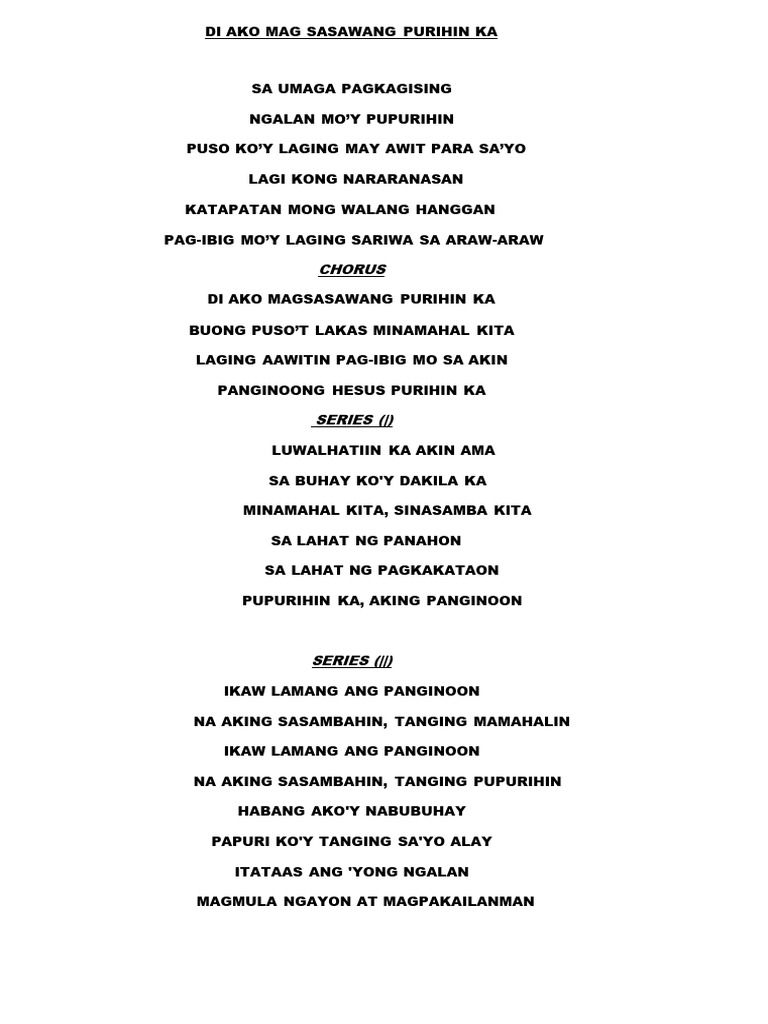 2nd Worship Medley Lyrics Pdf