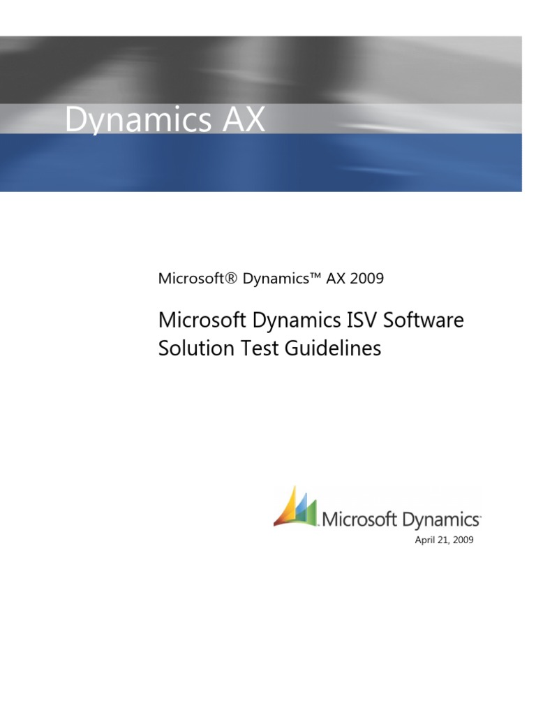 Microsoft Dynamics AX 2009 Software Solution Test Guidelines April 21 ...