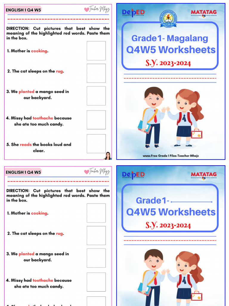 G1 Q4 WEEK 5 WORKSHEETS (BOOKLET) - Teacher Mhejz Bacani | PDF