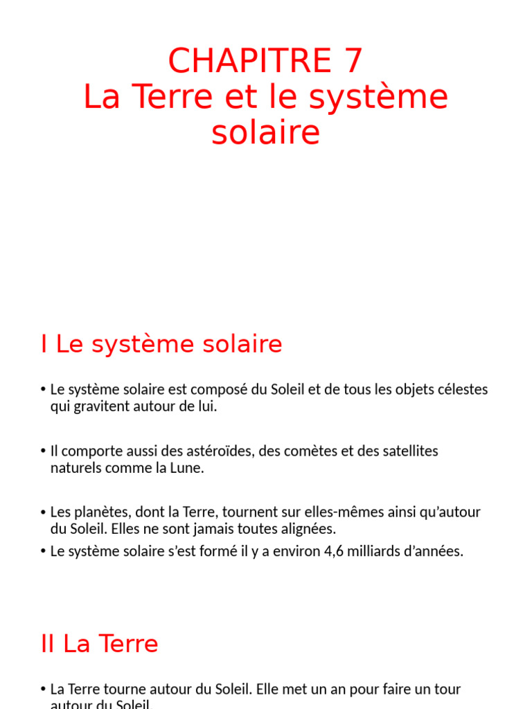 La Terre et son mouvement dans le système solaire | PDF | Sciences ...