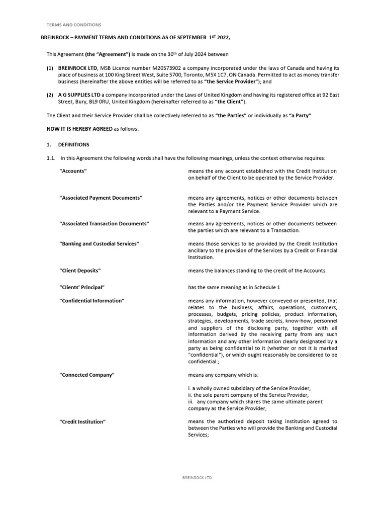 9 Payment Terms and Conditions A G SUPPLIES LTD 300724 | PDF