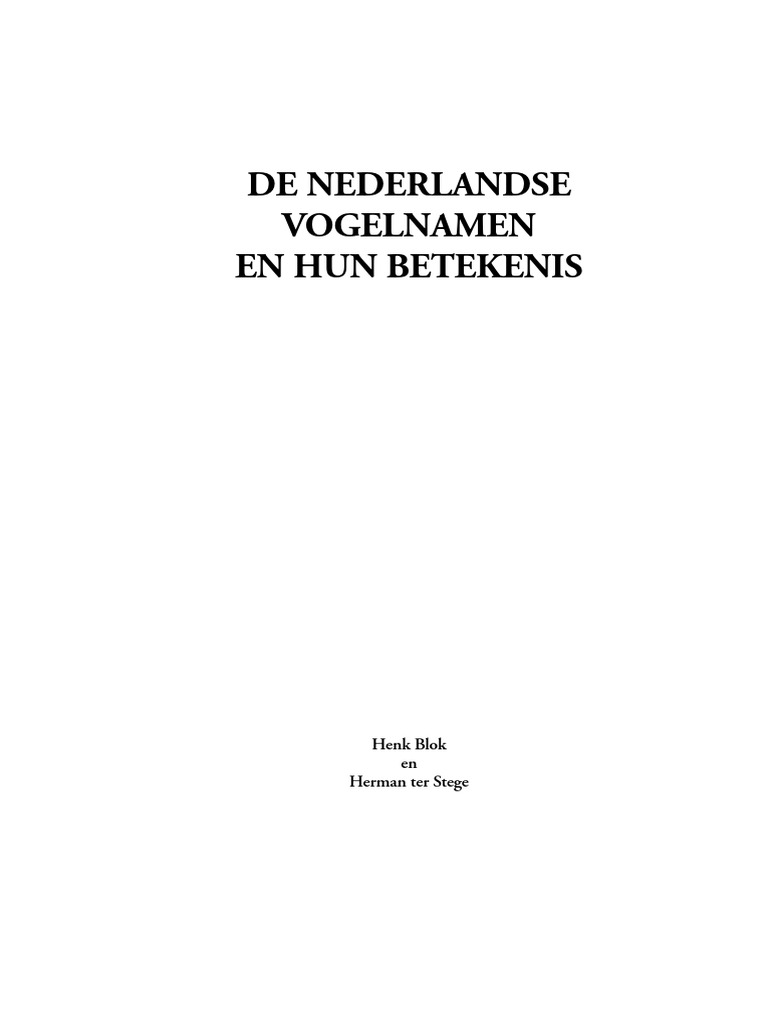 Nederlandse Vogelnamen (Blok & Ter Stege, 2008) | PDF