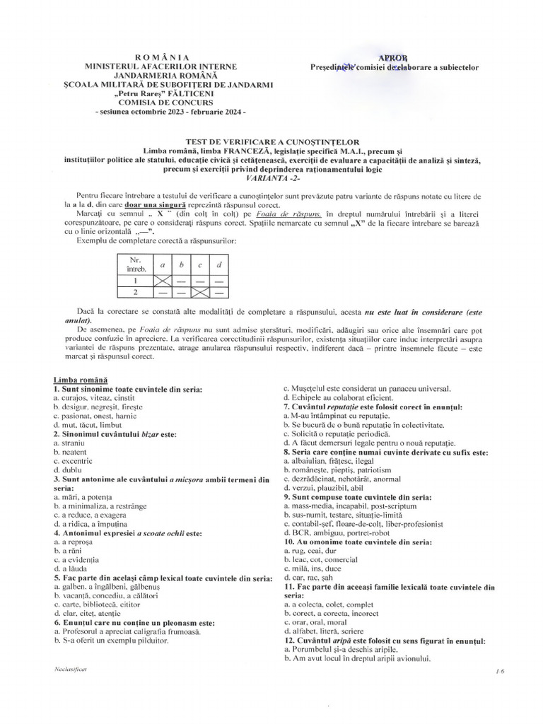 Test Grila Politie 1 | PDF