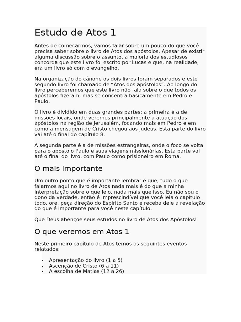 Estudo de Atos 1 | PDF