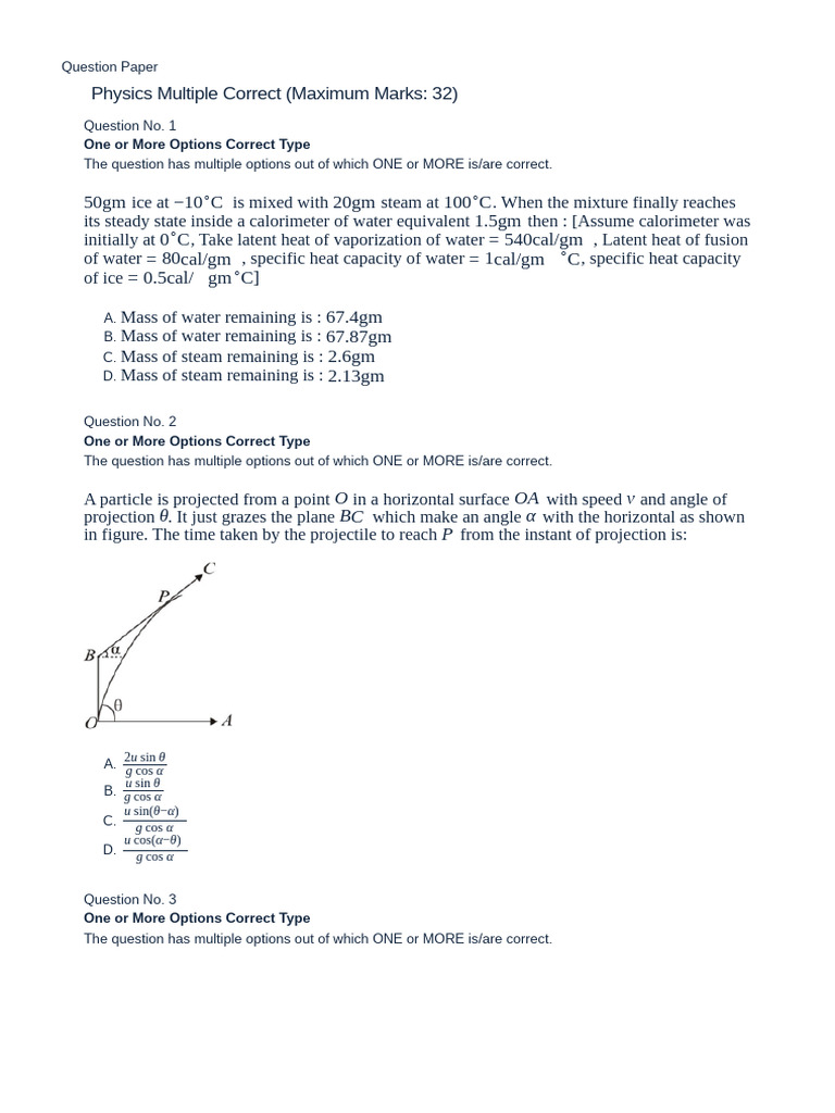 Physics Multiple Choice Question Paper | PDF | Sphere | Coordination ...
