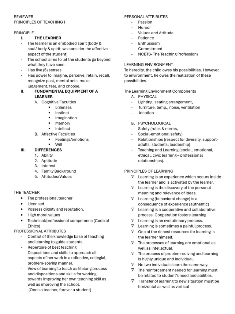 Principles of Teaching and Learning | PDF | Learning | Learning Styles