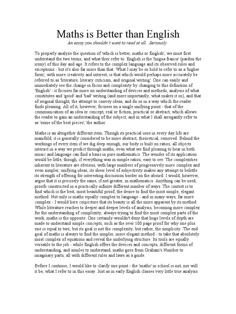 Maths is Better Than English Mathematical Proof Physics & Mathematics