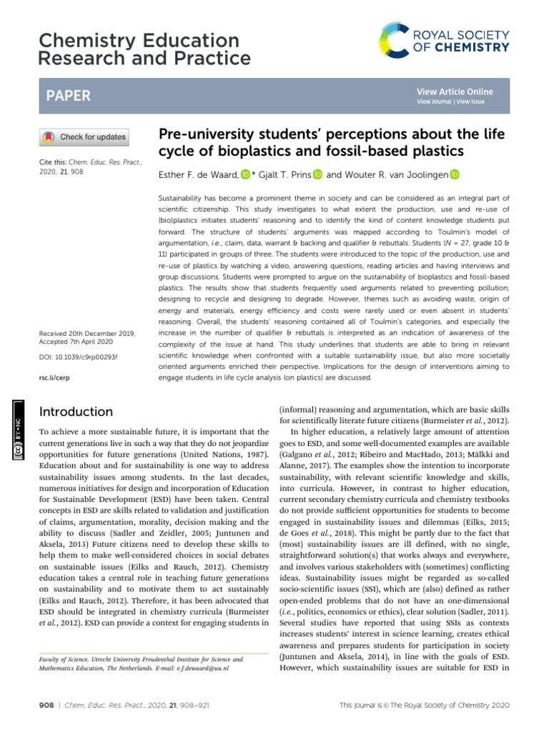 Chemistry Education Research and Practice: Paper | PDF