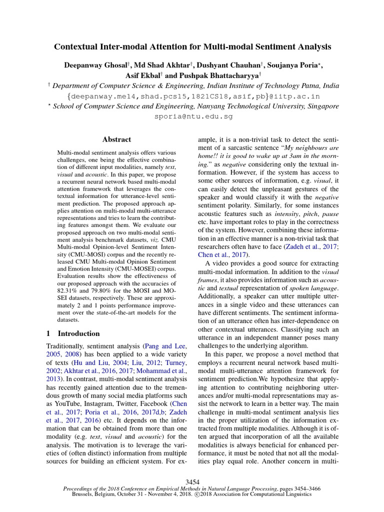 Contextual Inter-Modal Attention For Multi-Modal Sentiment Analysis | PDF