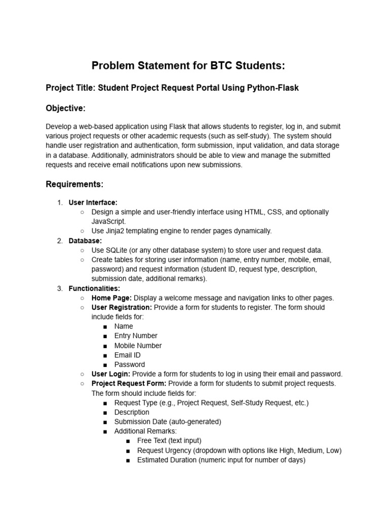 Problem Statement For BTP Students - 2024-25 - Final | PDF