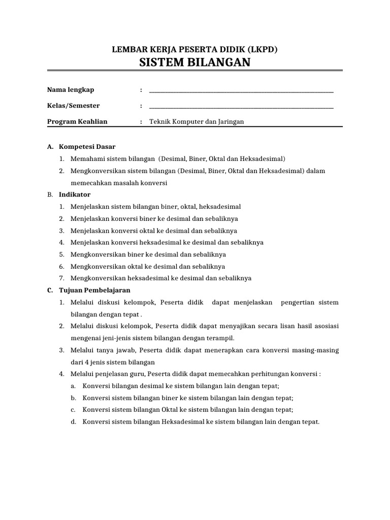 Lembar Kerja Peserta Didik | PDF