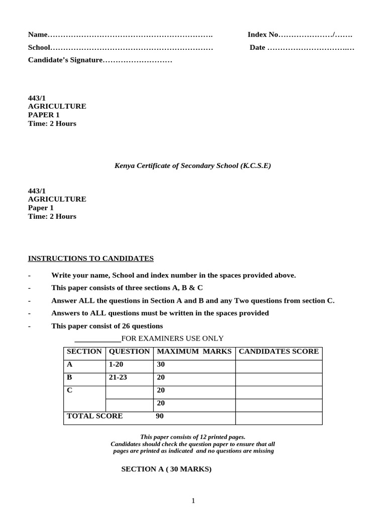 Agric PP1 012 | PDF