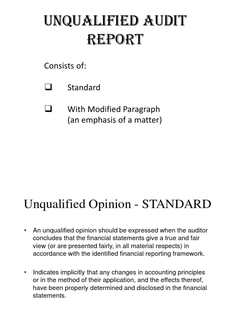 Unqualified Audit Report Explained | PDF