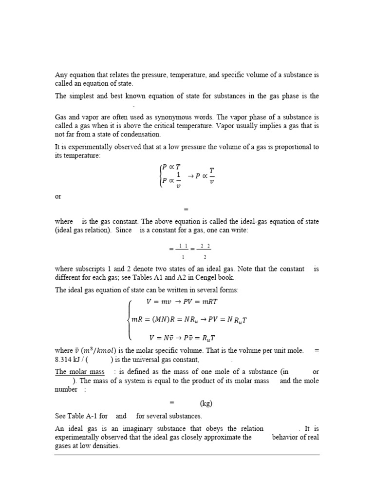 Ideal Gas Equation of State | PDF