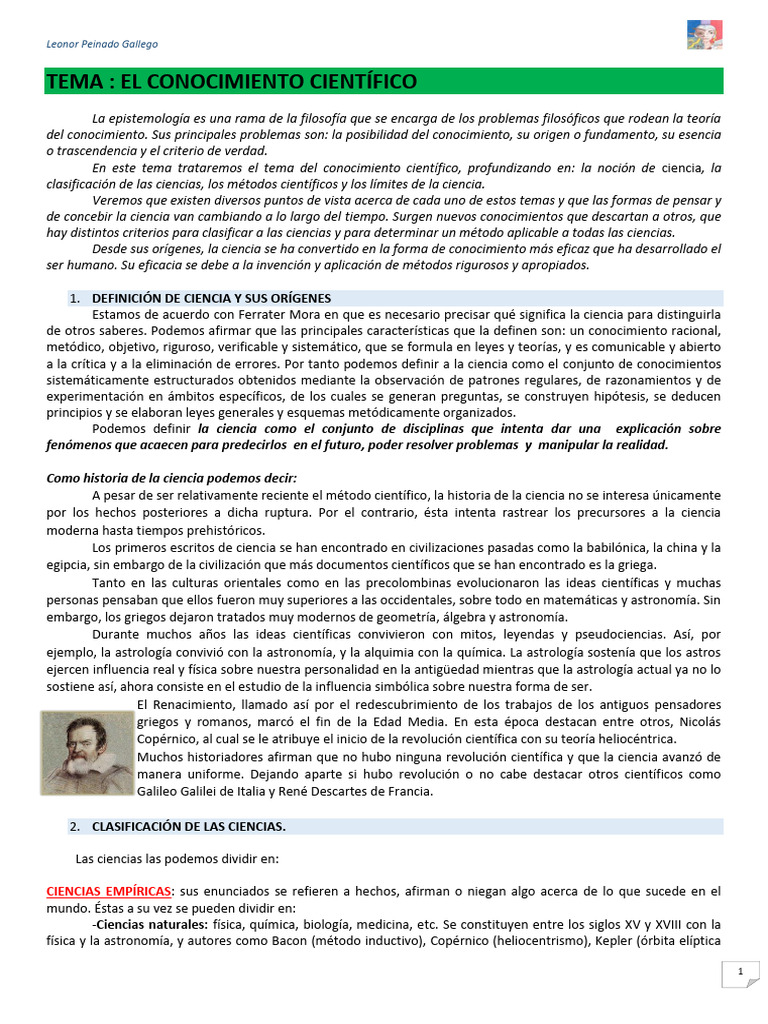 El Conocimiento Científico y Sus Métodos. Límites de La Ciencia | PDF