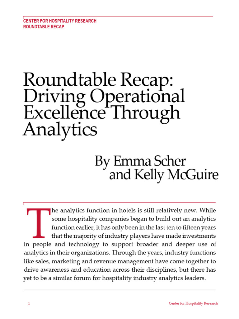 Roundtable Recap - Driving Operational Excellence Through Analytics | PDF