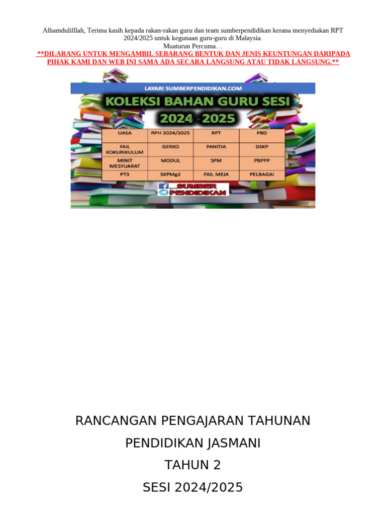 RPT PJ THN 2 2024 | PDF