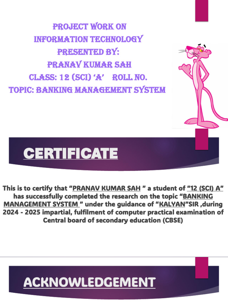 Project For Class 12 Computer Science Banking Management System | PDF