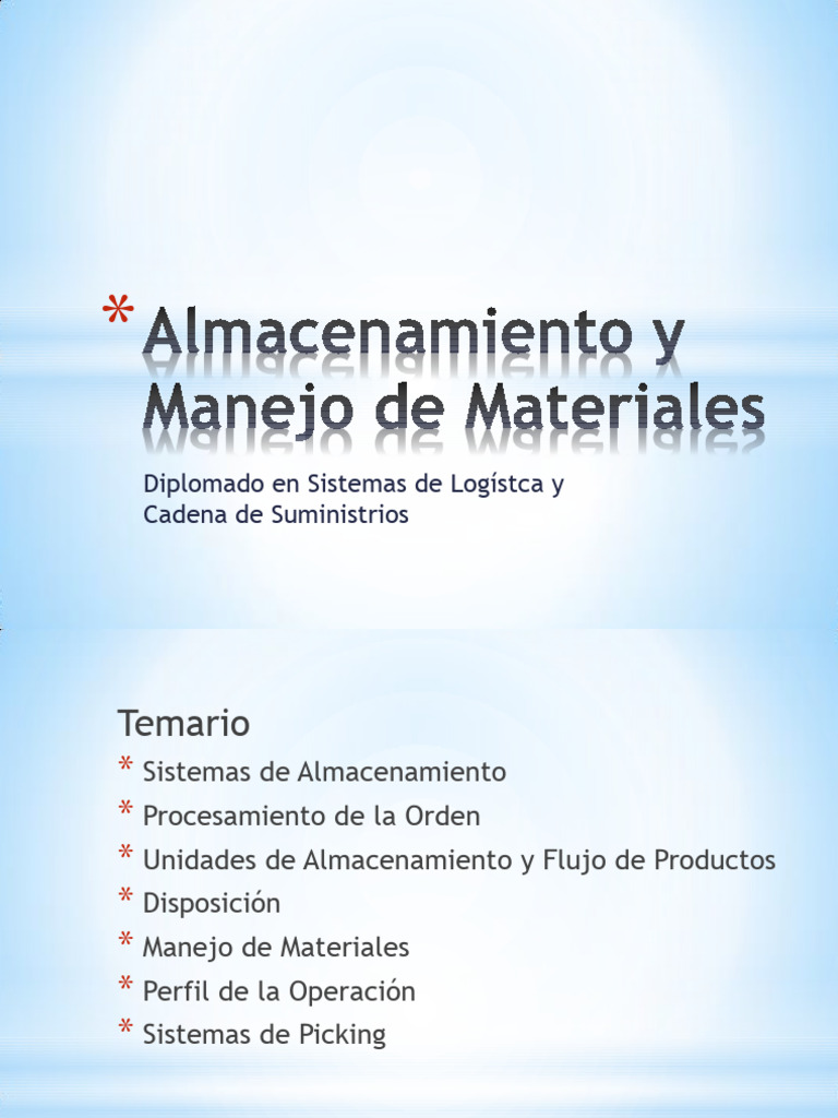 Almacenamiento y Manejo de Materiales | PDF