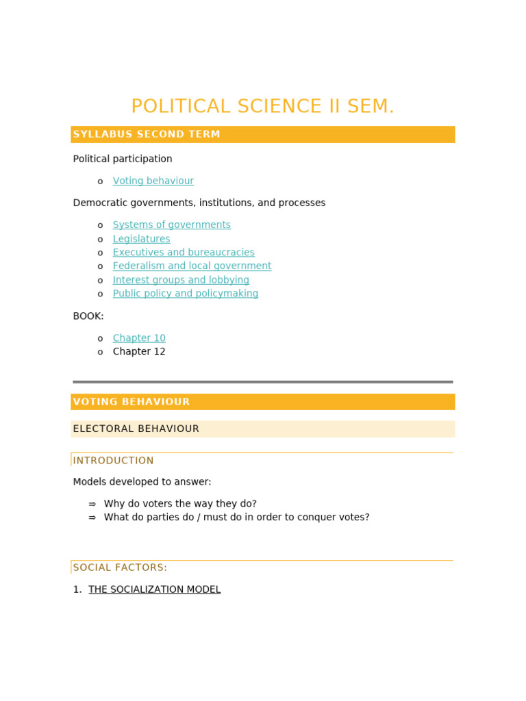 Political Science Ii Sem | PDF