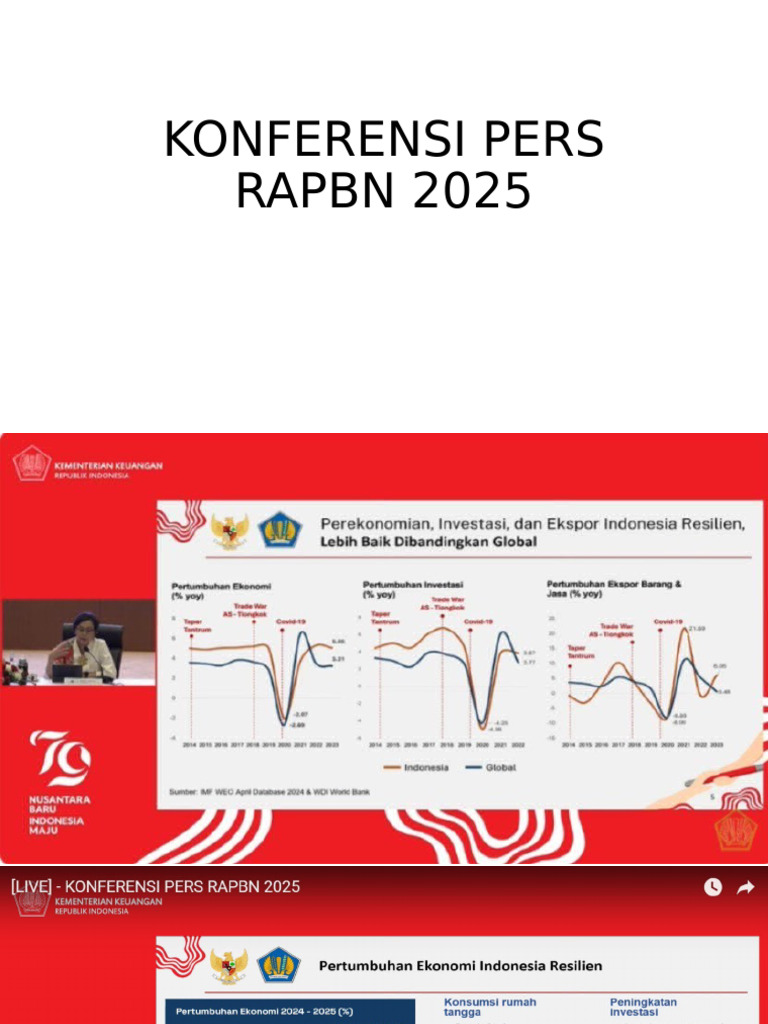 Paparan Menteri Keuangan Pada KONFERENSI PERS RAPBN 2025 | PDF